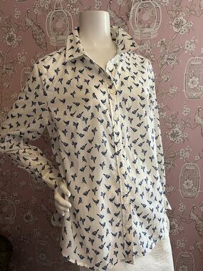 Tommy Hilfiger White Shirt with Blue Bird Print